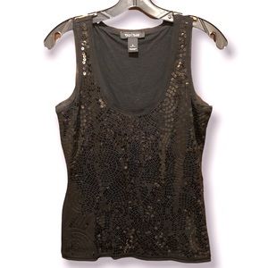 White House Black Market Black Sequin Tank Top